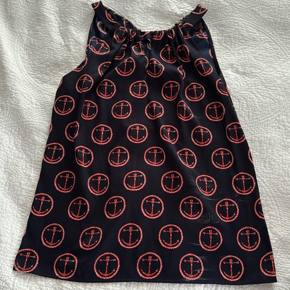 Anchor blouse high neck with keyhole